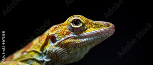 wild reptiles looking away against a black background © STOCKYE STUDIO