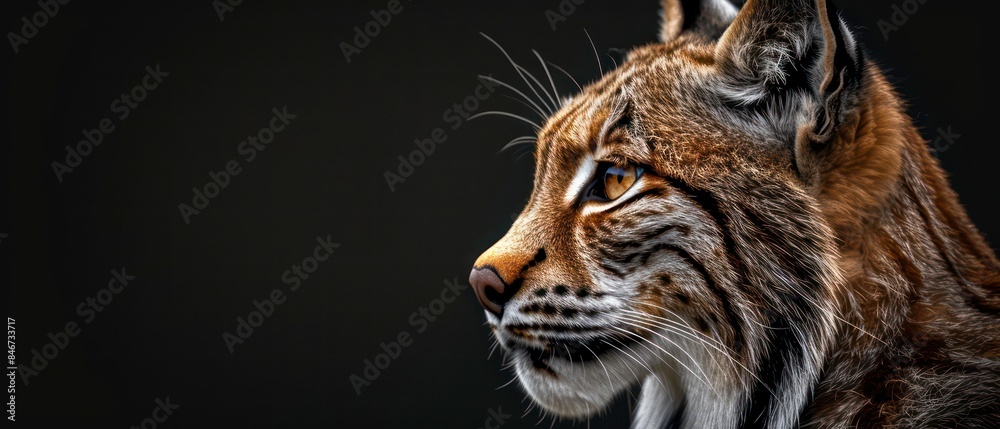 lynx looking away against a black background lynx looking away against a black background