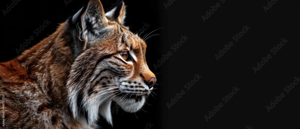 lynx looking away against a black background lynx looking away against a black background