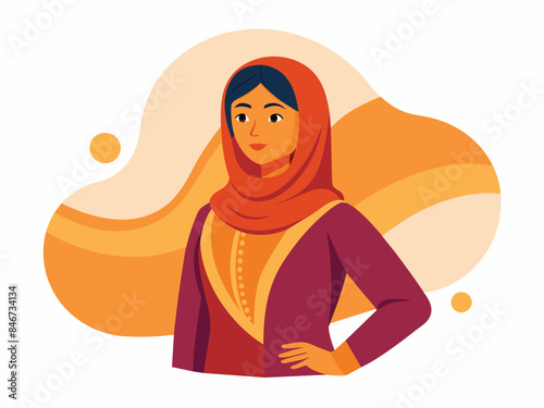 Middle Eastern Woman in Traditional Dress - Cultural Pride Vector Illustration