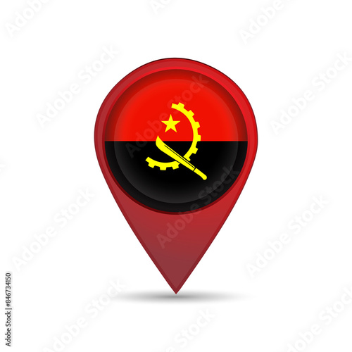 Free Download 3D location pin icon with Angola flag inside vector image design. - GFXLoad