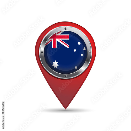 3D pin location icon with Australia flag inside vector image design. Free Download 3D pin location icon with Australia flag inside vector image design. - GFXLoad