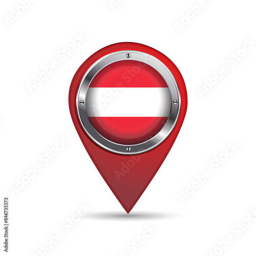 Free Download 3D location pin icon with Austria flag inside vector image design.   - GFXLoad