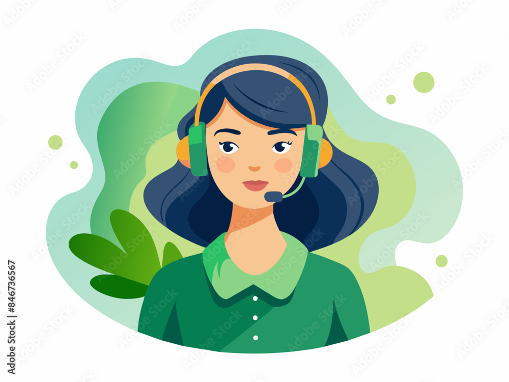 Woman with a Headset - Abstract Soft Hue Background Vector Illustration Woman with a Headset - Abstract Soft Hue Background Vector Illustration