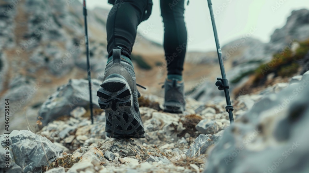 Hiking Boots on Rocky Terrain Hiking Boots on Rocky Terrain