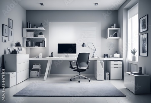 minimalist interior design style futuristic home office sleek furniture state of the art technology