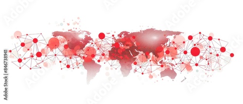 Wallpaper Mural beautifully illustrated world map, connecting continents in a watercolor network on a white background Torontodigital.ca