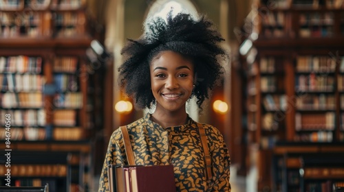 a captivating young woman  with books. photo
