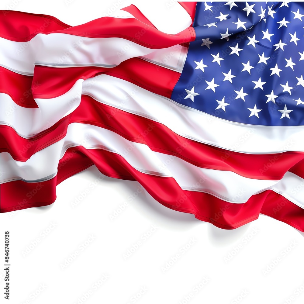 American flag waving on a white background, American flag waving on a white background,