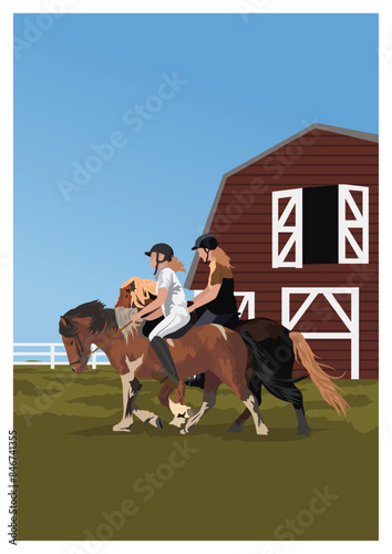horse riding in the park