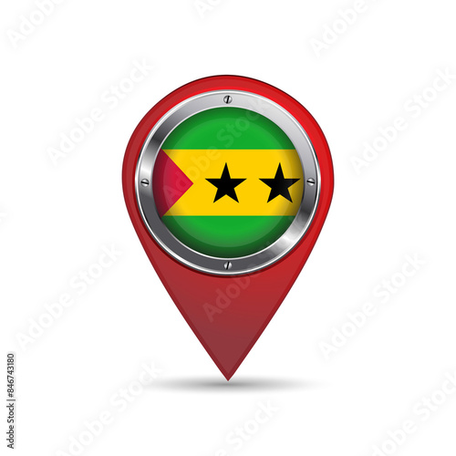 3D pin location icon with Sao Tome flag inside vector image design Free Download 3D pin location icon with Sao Tome flag inside vector image design - GFXLoad
