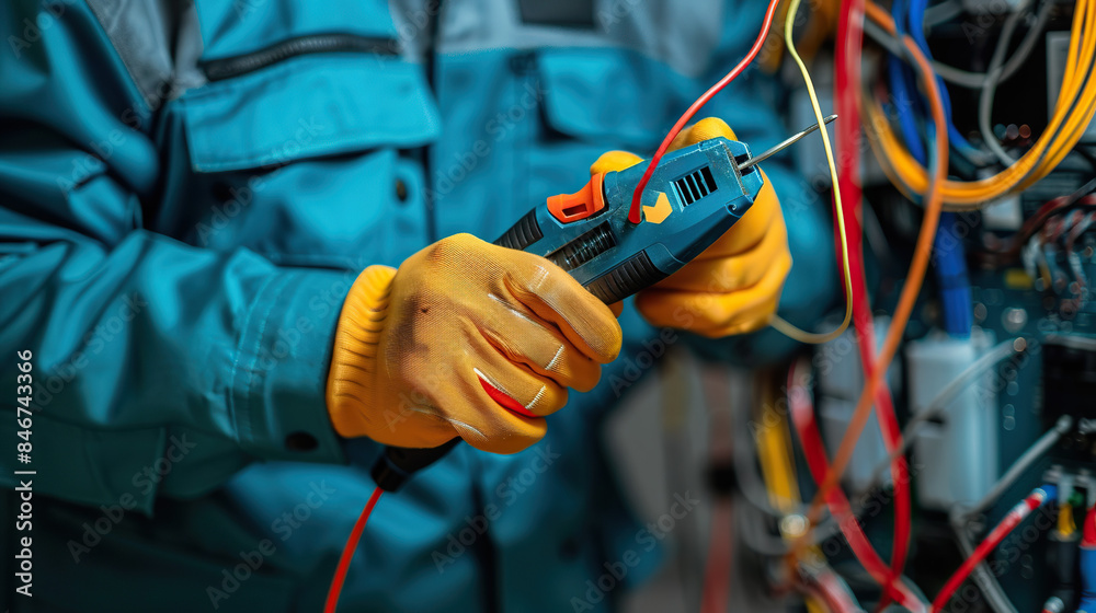 Electrician working with wires Electrician working with wires