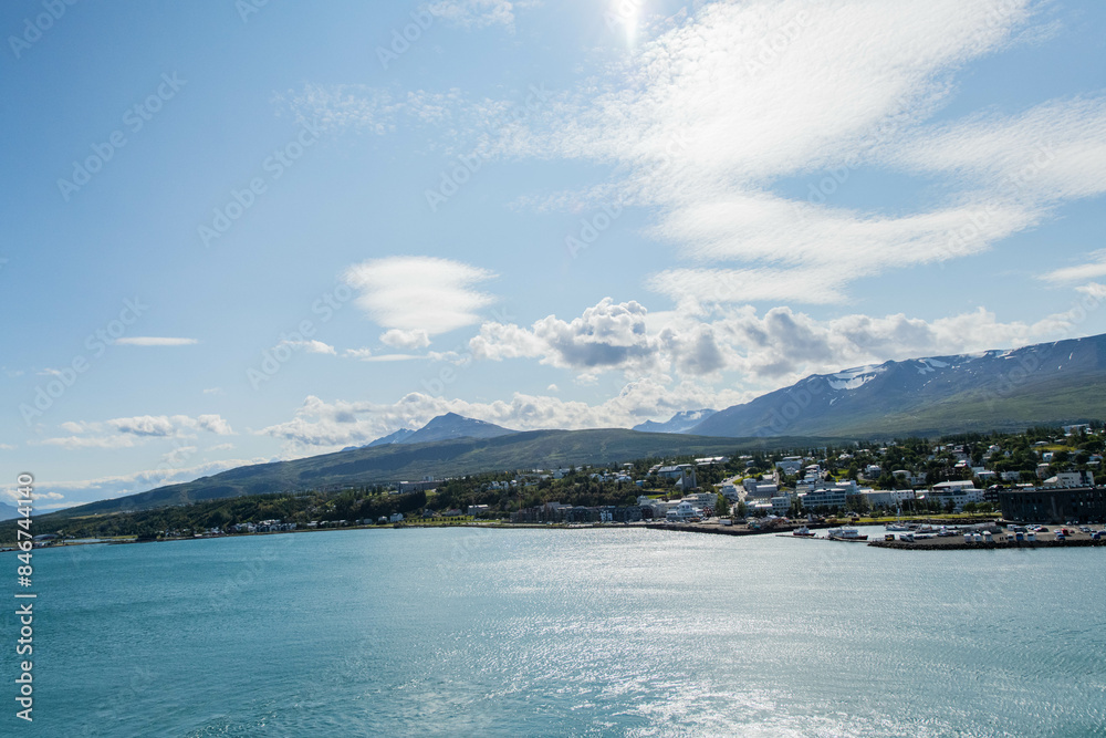 The view on the city of Akureyri from a cruise ship The view on the city of Akureyri from a cruise ship
