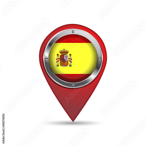 3D pin icon with Spain flag inside vector image design Free Download 3D pin icon with Spain flag inside vector image design - GFXLoad