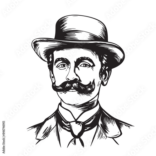 Portrait of an English gentleman with a mustache in a suit