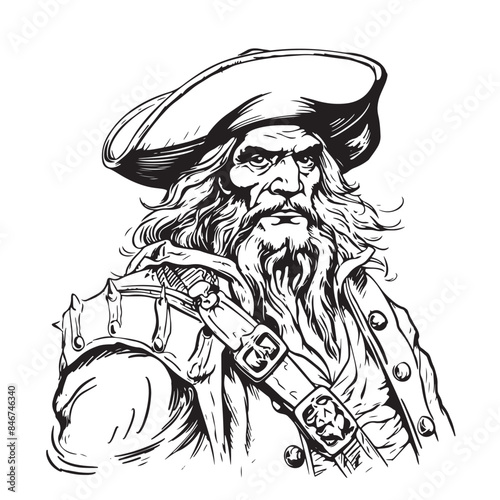 Pirate portrait abstract sketch