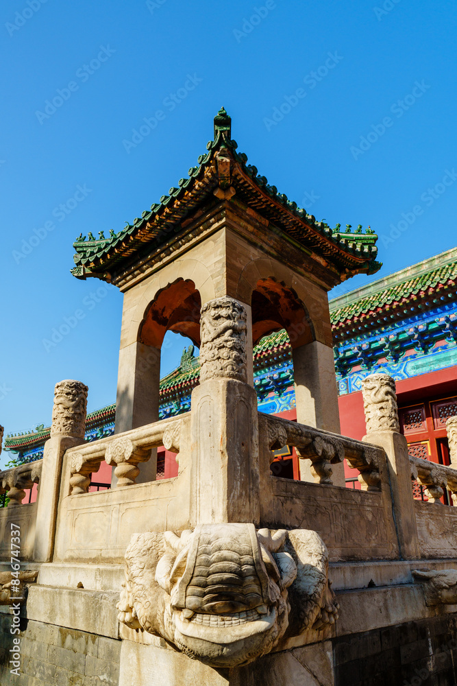 Naklejka premium Stone pavilion in Palace for Abstinence in the Temple of Heaven