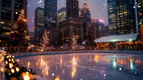 Christmas Skating Rink at Dusk