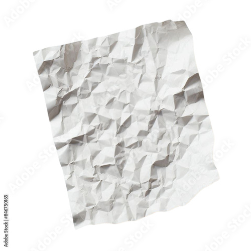 a single blank piece of paper with subtle wrinkles, isolated on transparent