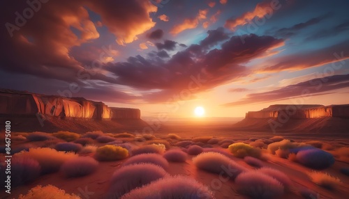 A serene Mesa sunset with the sky displaying a beautiful gradient of natural sunset colors