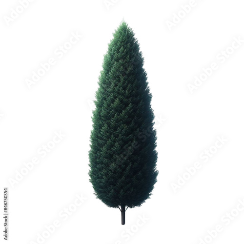 A tall, narrow bush with green leaves isolated on transparent