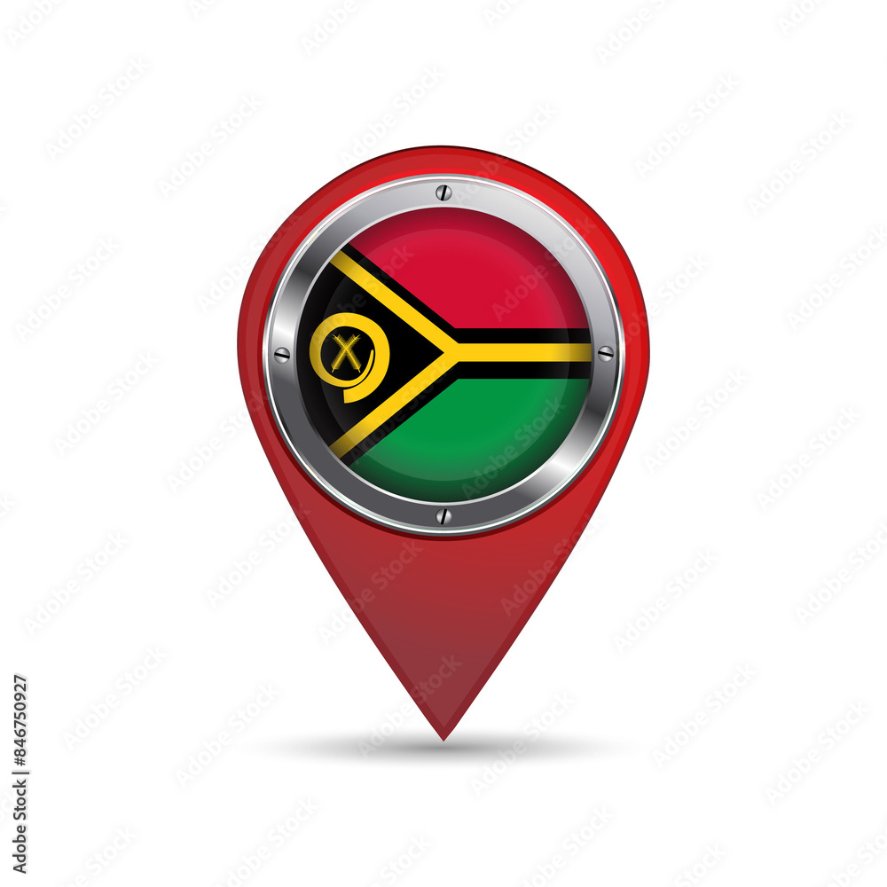 3D pin icon with Vanuatu flag inside vector image 3D pin icon with Vanuatu flag inside vector image