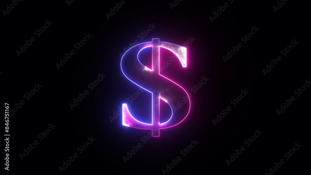 Glowing dollar symbol icon. Doller sign glowing neon on isolated black background Glowing dollar symbol icon. Doller sign glowing neon on isolated black background