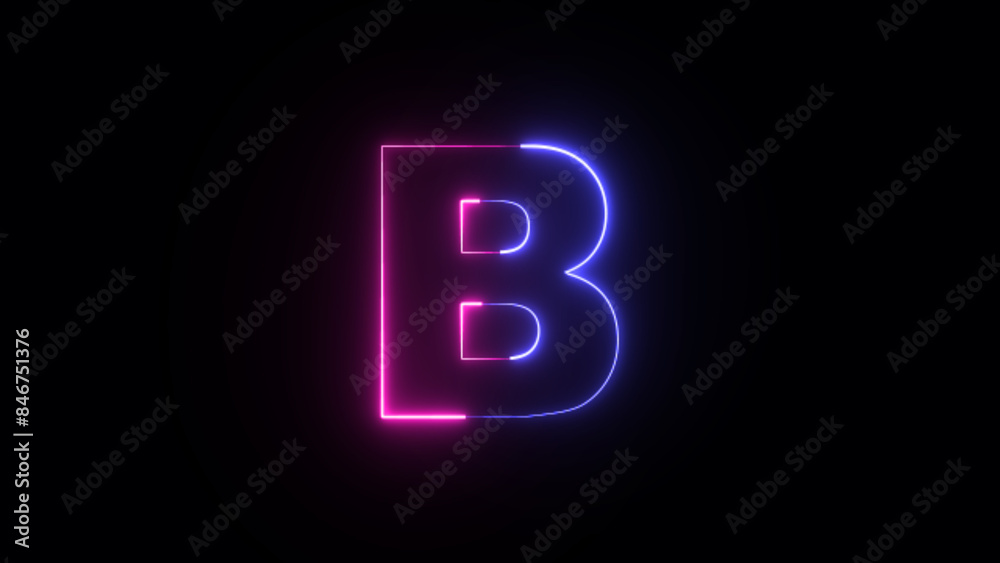 Neon letter B. Two-color looping trendy glowing neon alphabet letter B. Educational concept with neon letter Neon letter B. Two-color looping trendy glowing neon alphabet letter B. Educational concept with neon letter