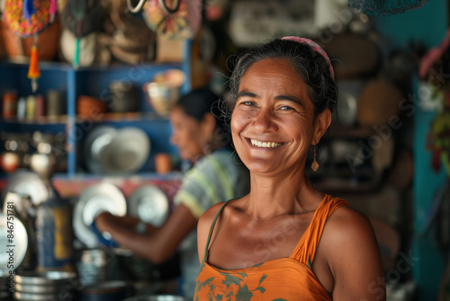 genuine smile from a shop owner greeting a customer © Damian