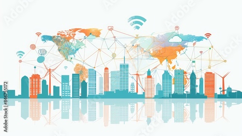 international communication , word, city, fiber network, wifi, digital, network