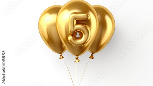  gold helium balloon in the shape of the number 5 6 7 74 photo