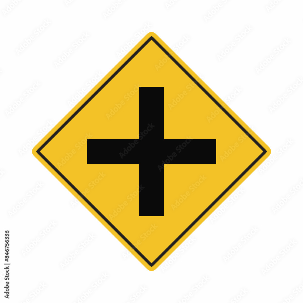 crossroad warning sign flat vector illustration crossroad warning sign flat vector illustration