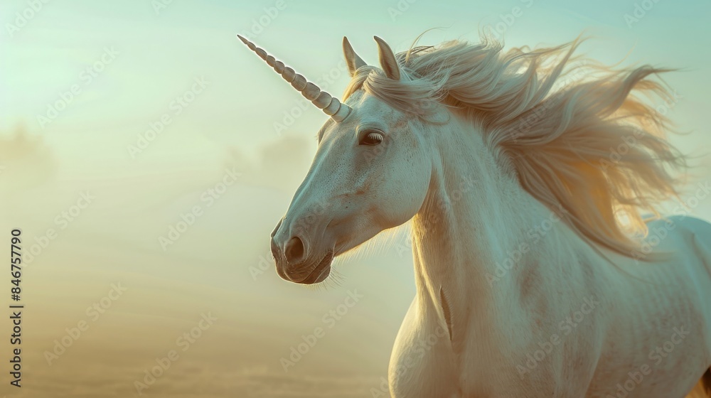 Beautiful White Horse with Flowing Mane and Tail, Full of Wonder and Magic Beautiful White Horse with Flowing Mane and Tail, Full of Wonder and Magic