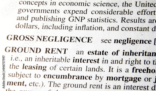 Foto close up photo of the words gross negligence