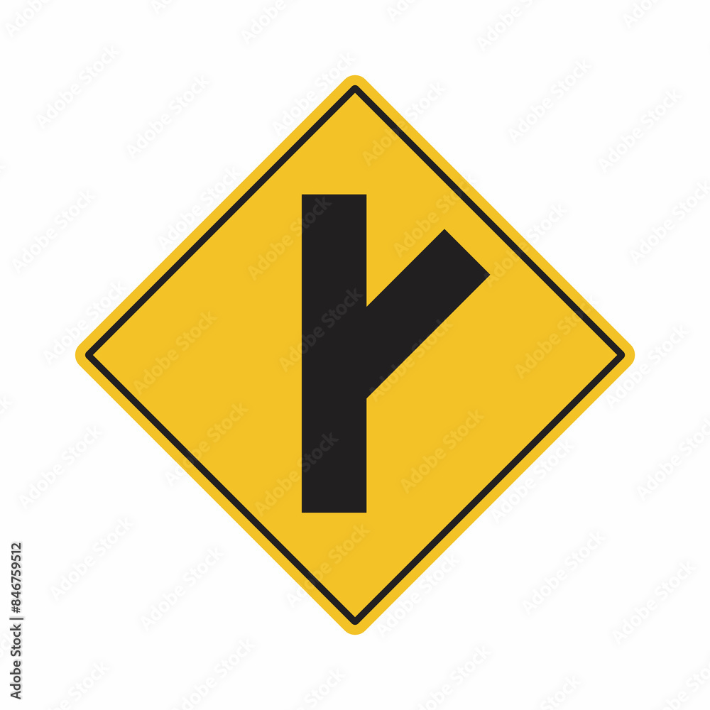 road sign flat vector illustration of road branching off right road sign flat vector illustration of road branching off right