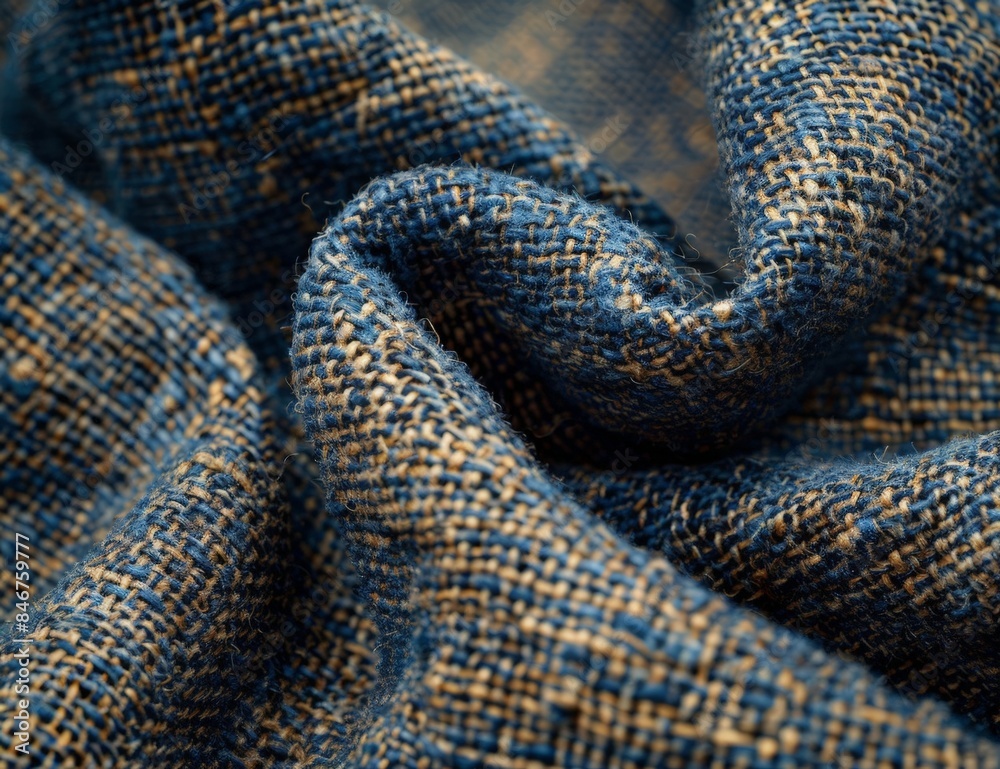 Woven Textile with Blue and Yellow Fibers Woven Textile with Blue and Yellow Fibers