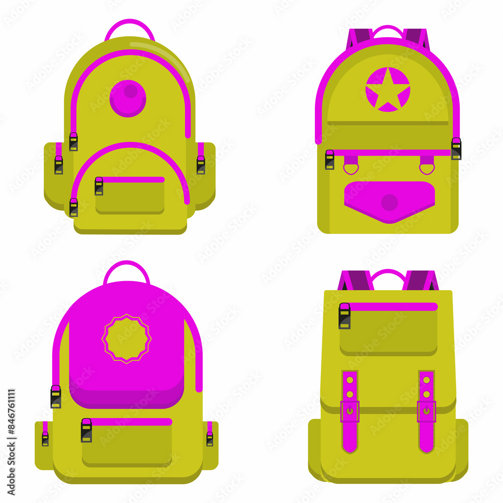 flat illustration of colourful bags flat illustration of colourful bags