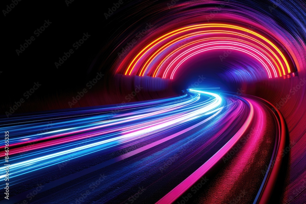 Fototapeta premium Light trajectory, blurry curves