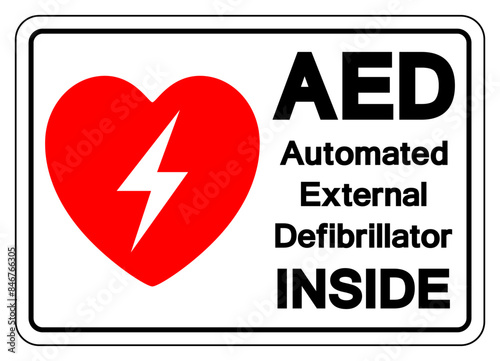 AED Automated External Defibrillator Inside Symbol Sign, Vector Illustration, Isolate On White Background Label .EPS10
