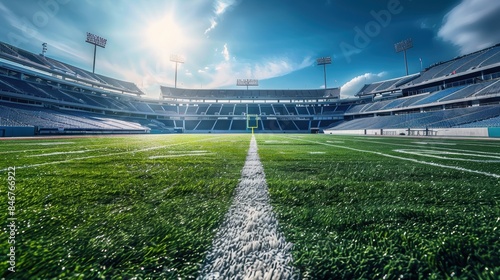 Empty football stadium during off-season, silent arena