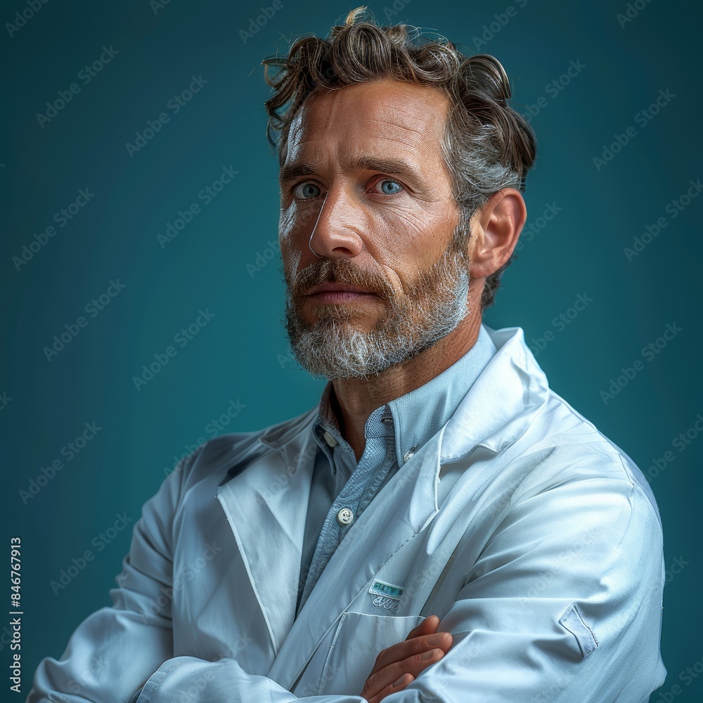 Fototapeta premium Pharmacist in White Coat with Arms Crossed