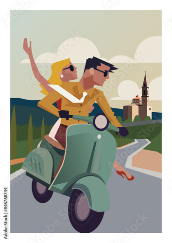 couple riding scooter