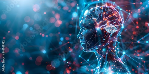Neuralink system connects human brain to AI and robotics for interaction. Concept Artificial intelligence, Robotics, Brain-Computer Interface, Future Technology, Neuralink photo