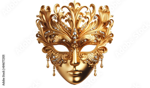 Golden mask transparant background,png ai generative