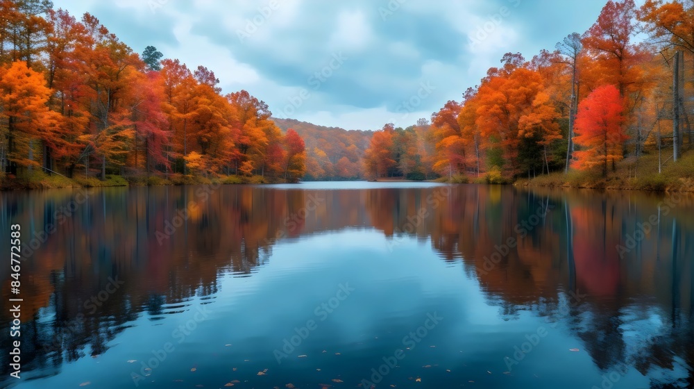 A beautiful lake with a blue sky in the background A beautiful lake with a blue sky in the background