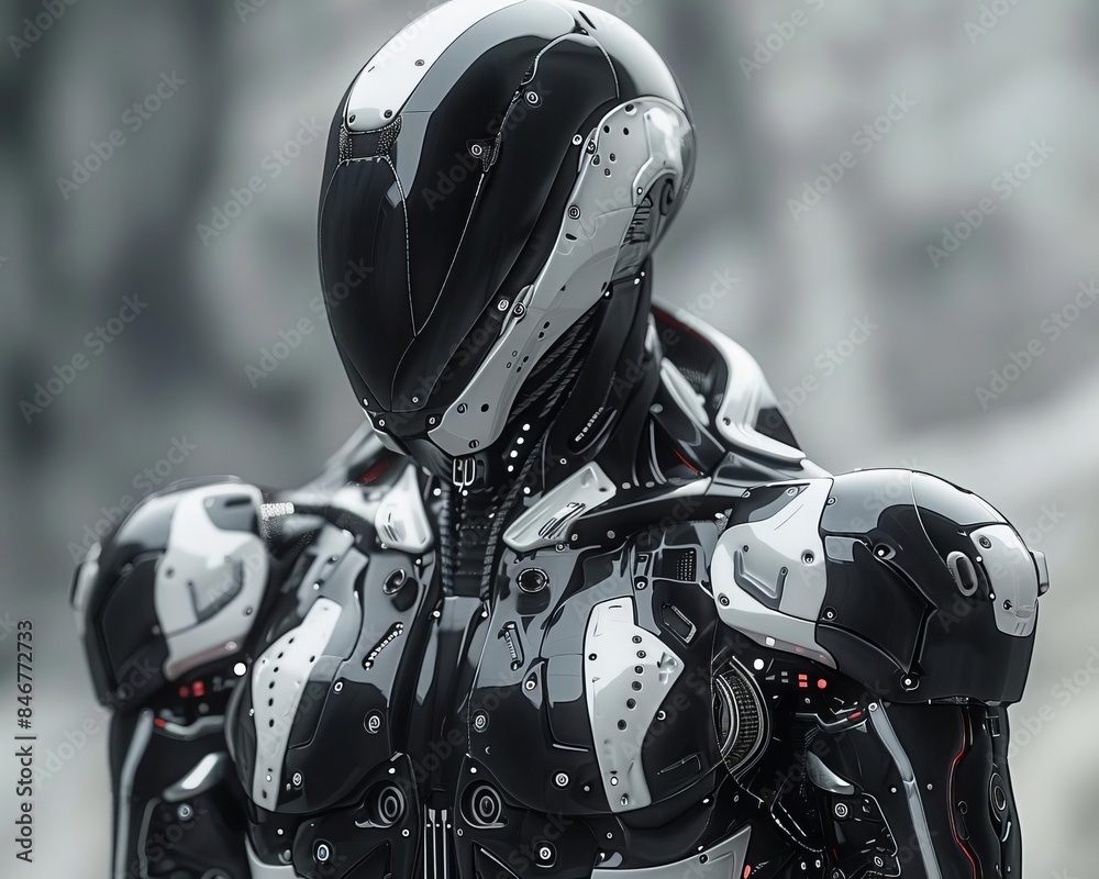 Fototapeta premium Futuristic armor with sleek design, metallic textures, hightech, digital rendering