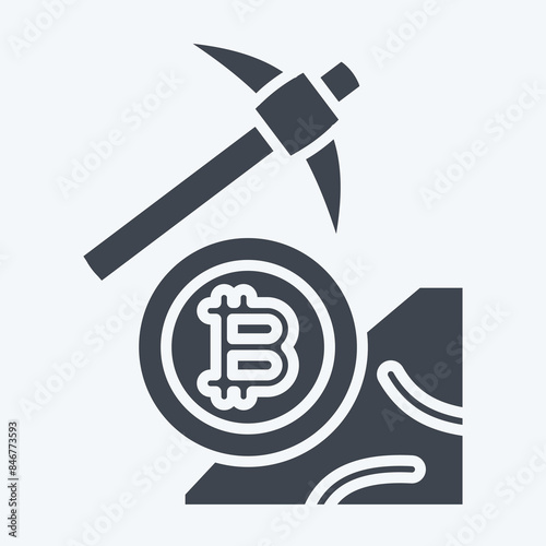 Icon Bitcoin Mining. related to Cryptography symbol. glyph style. simple design illustration