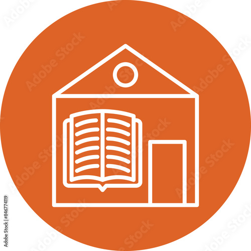 Homeschooling line circle icon