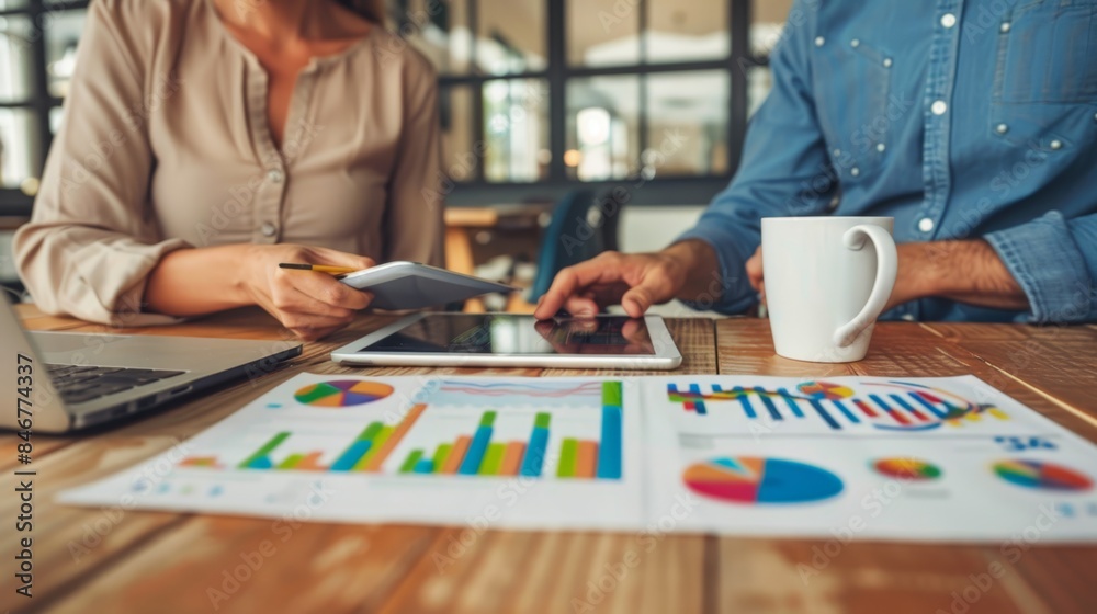 Fototapeta premium The team analyzing data charts