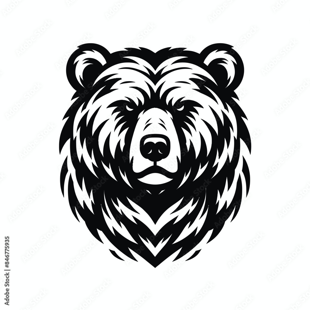 bear logo mascot in black and white silhouette bear logo mascot in black and white silhouette